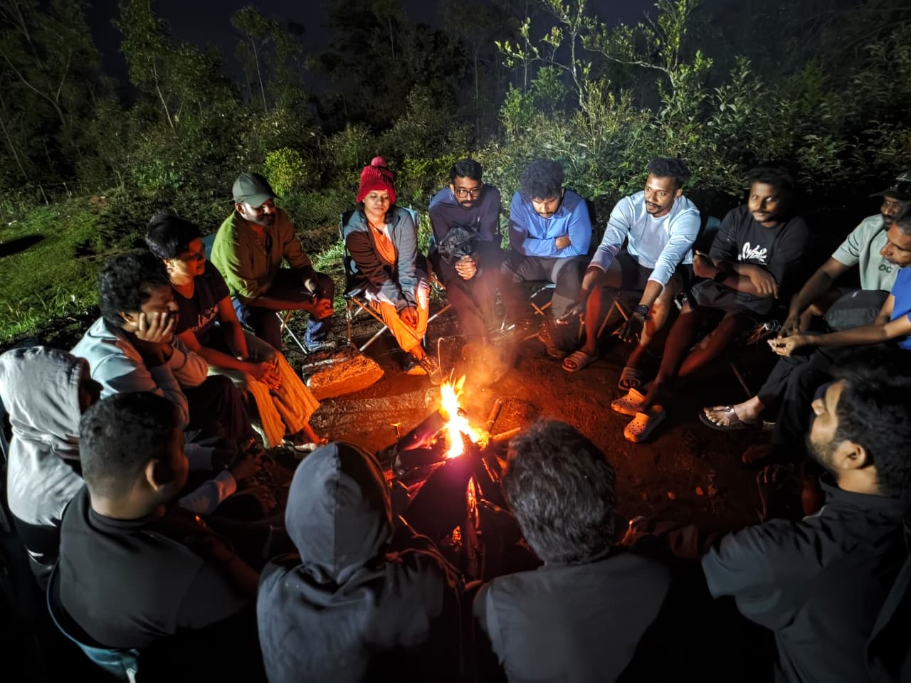 A camfire session at Meeshappulimala base camp by BootPaths group.